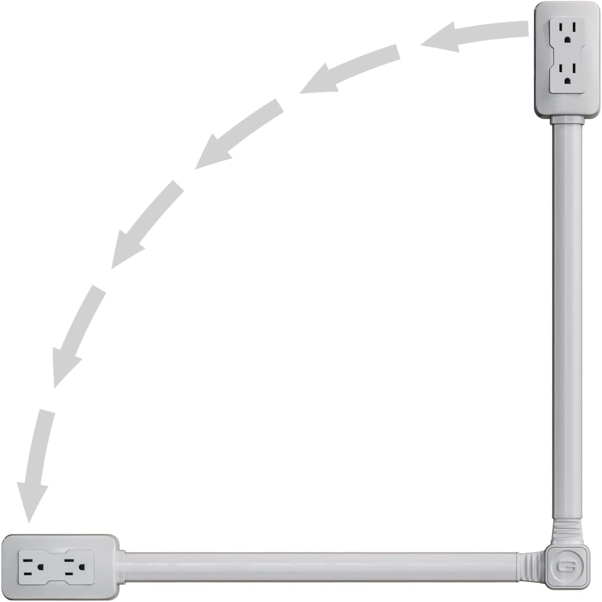 Versatile Socket Extension with USB-A, USB-C, and Dual AC Outlets - Adjustable 22" to 34" with 180° Rotation for Easy Access Behind Sofas