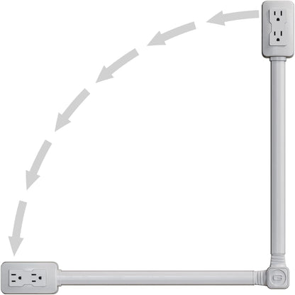 Versatile Socket Extension with USB-A, USB-C, and Dual AC Outlets - Adjustable 22" to 34" with 180° Rotation for Easy Access Behind Sofas